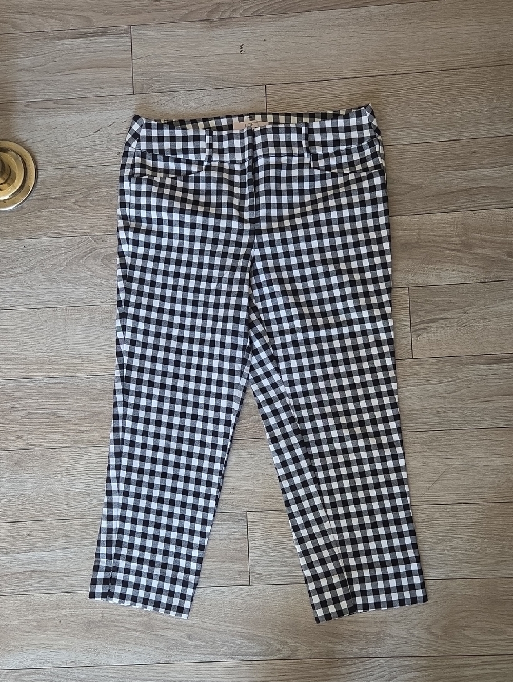 LOFT Marisa Black and White Gingham Pants 6P
